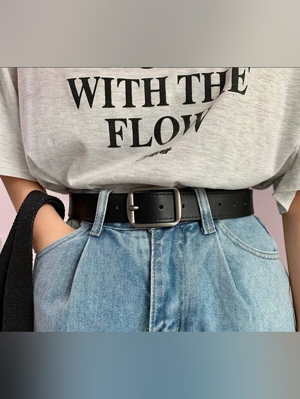 Vintage Buckle Black PU Leather UNISEX Adjustable Waist Belt